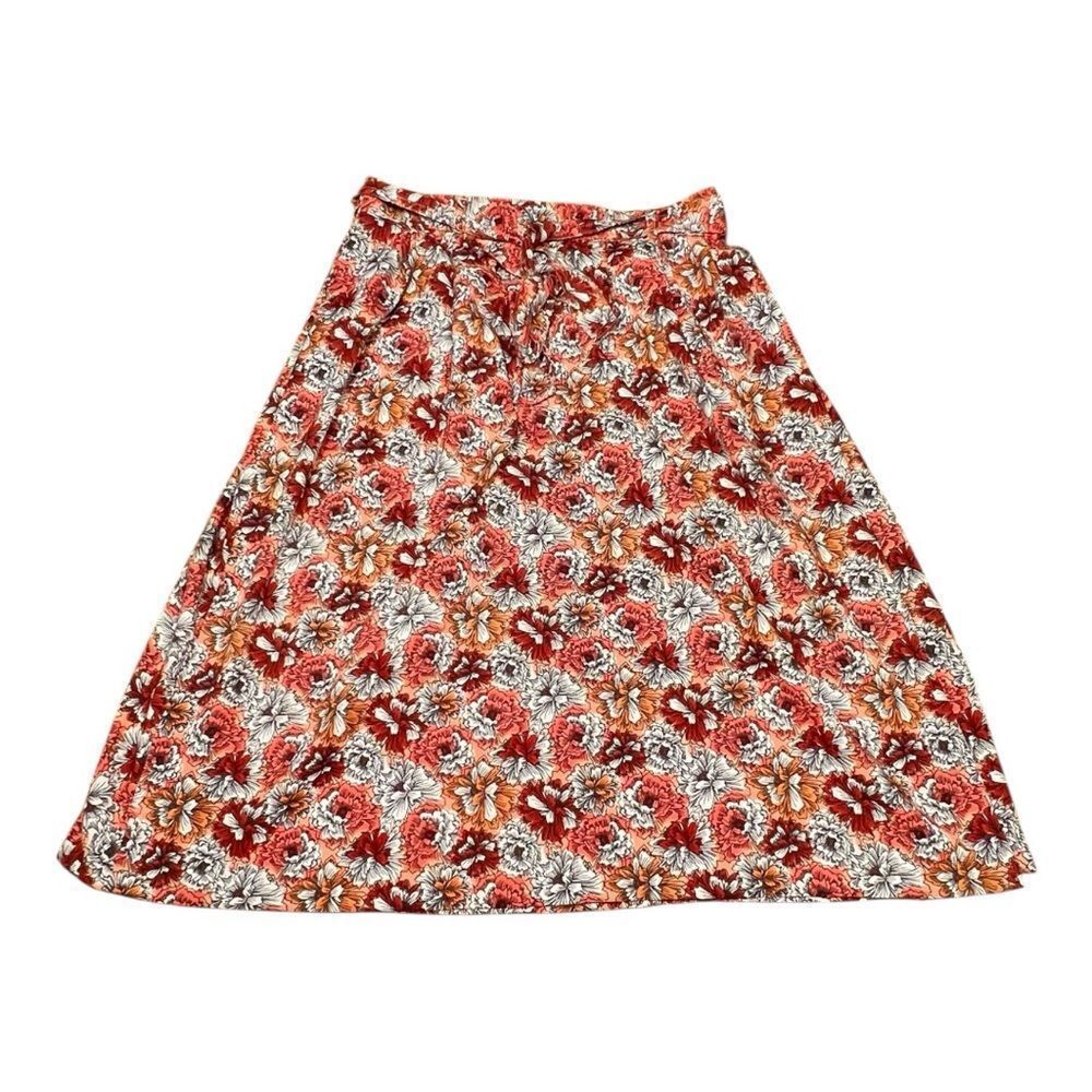 Banana Republic Red and White Floral A-Line Skirt